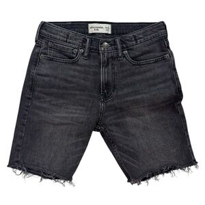 abercrombie kids Charcoal Black Denim Shorts with Metal Button